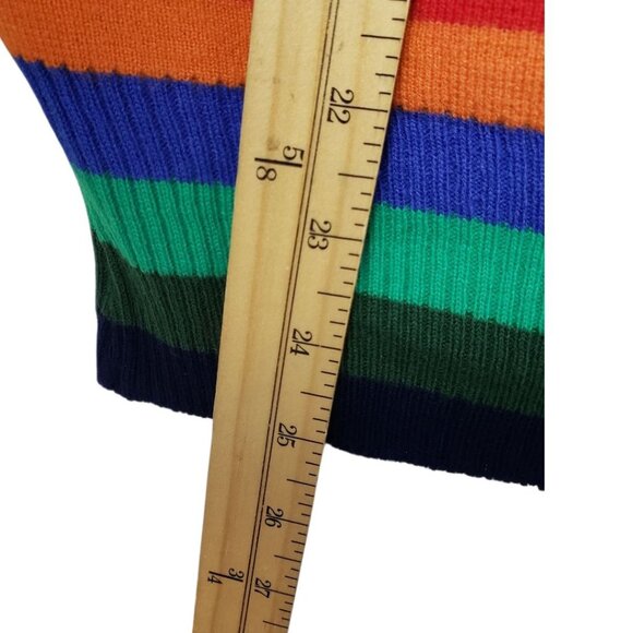 Hot Dog Dionysian Vtg  70's Rainbow Striped Mock neck Sweater Xlarge - Picture 7 of 16